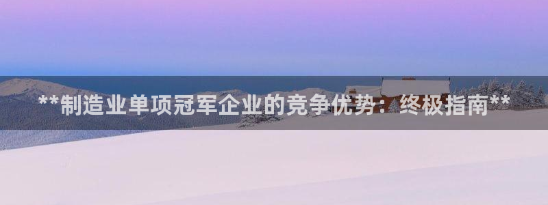 新版彩神v8登录不了：**制造业单项冠军企业的竞争优势：终极指南**