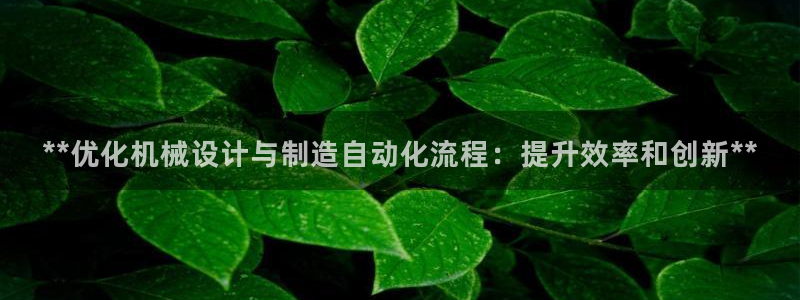 彩神v1官网：**优化机械设计与制造自动化流程：提升效率和创新**