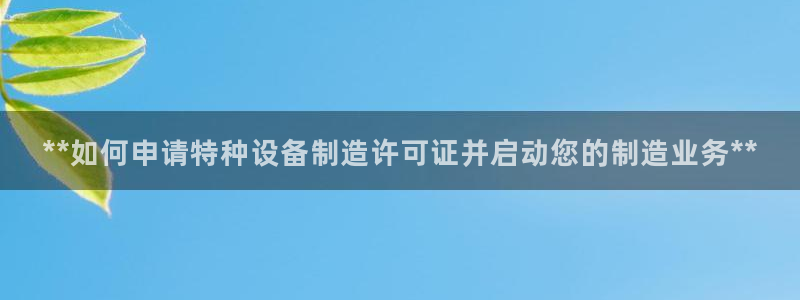 彩神v8下载：**如何申请特种设备制造许可证并启动您的制造业务**